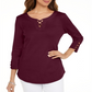 Karen Scott Women's Cotton Lace-up T-Shirt  Red Size LARGE