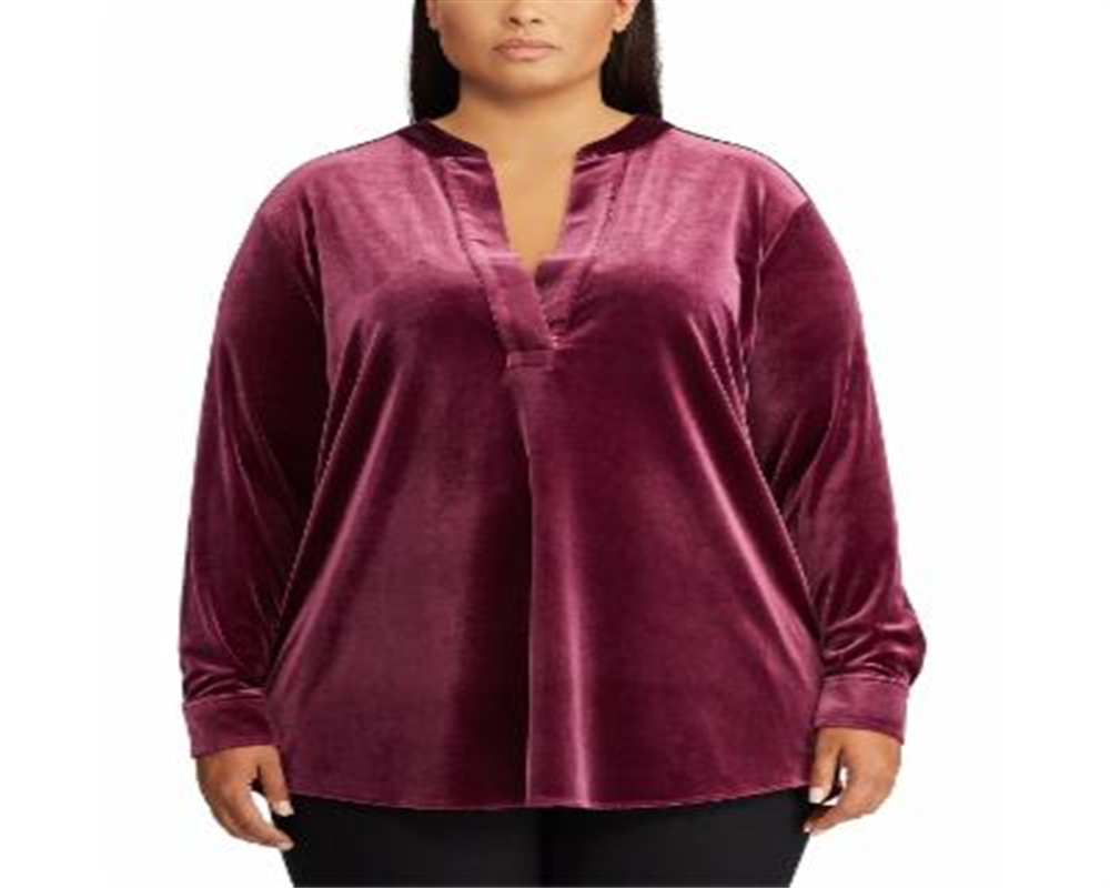 Ralph Lauren Women's Plus Velvet Blouse Green Size 2X