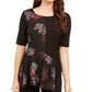 Alfani Women's  Short Sleeve T-Shirt Top Black Size M