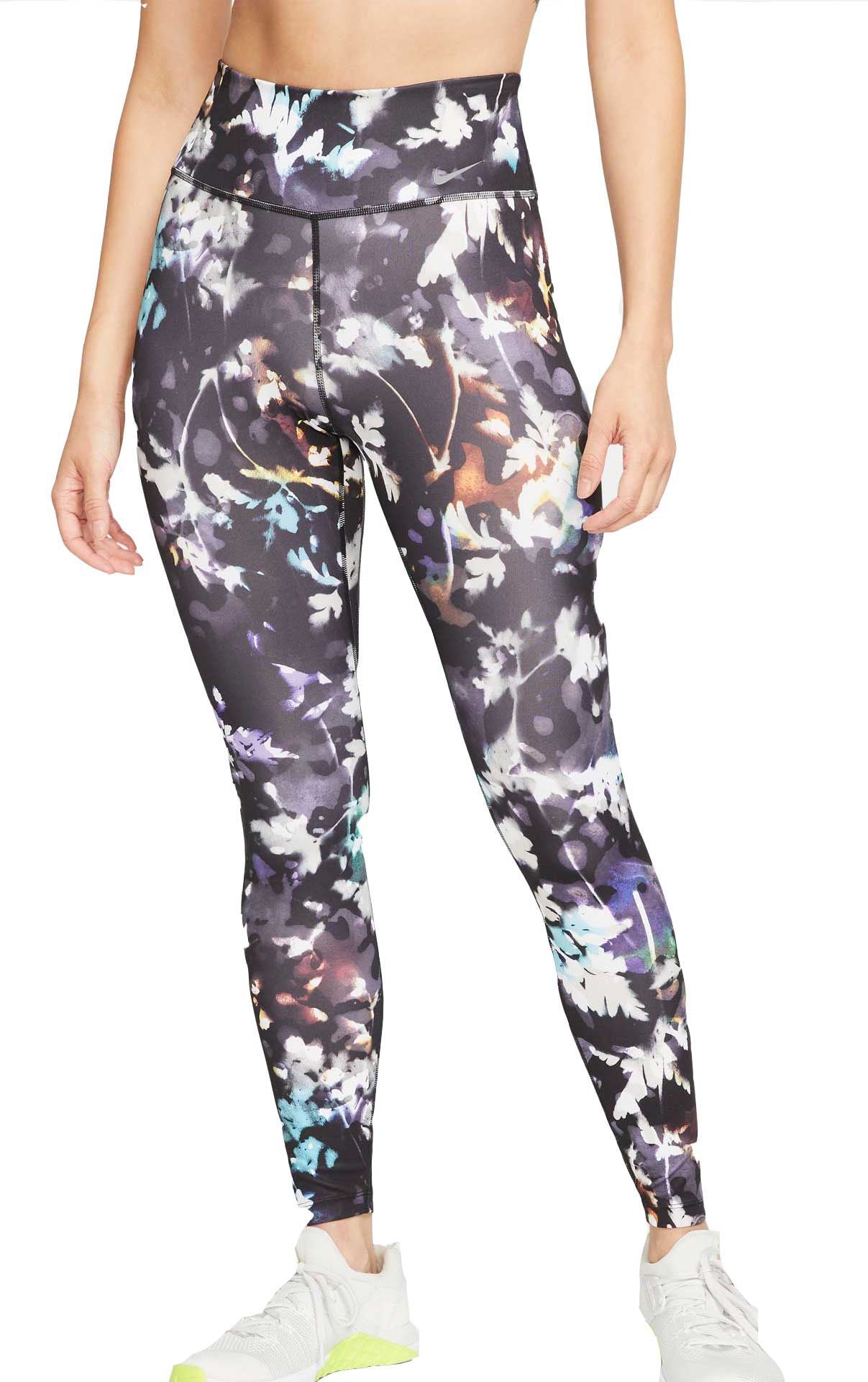 Nike Women's Printed Washed Floral Tights Black Size Large