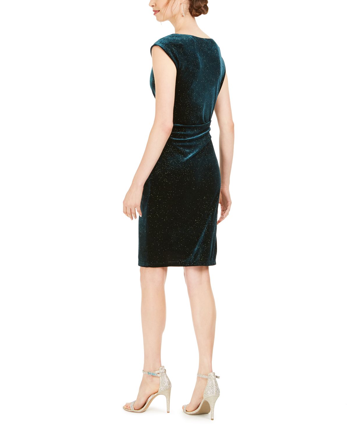 Jessica Howard Women's Glitter Knee Sheath Dress Green Size 18