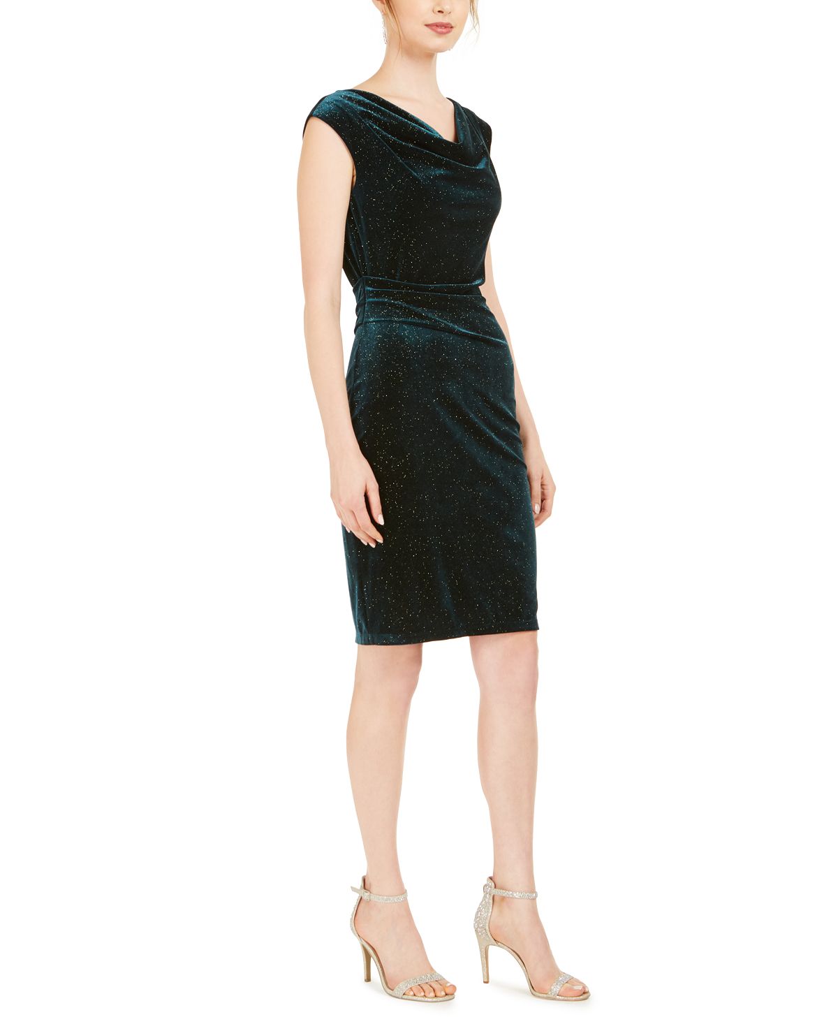 Jessica Howard Women's Glitter Knee Sheath Dress Green Size 18