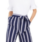 Maison Jules Women's Striped Ruffle Sleeves Jumpsuit Blue Size Medium