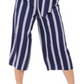Maison Jules Women's Striped Ruffle Sleeves Jumpsuit Blue Size Medium