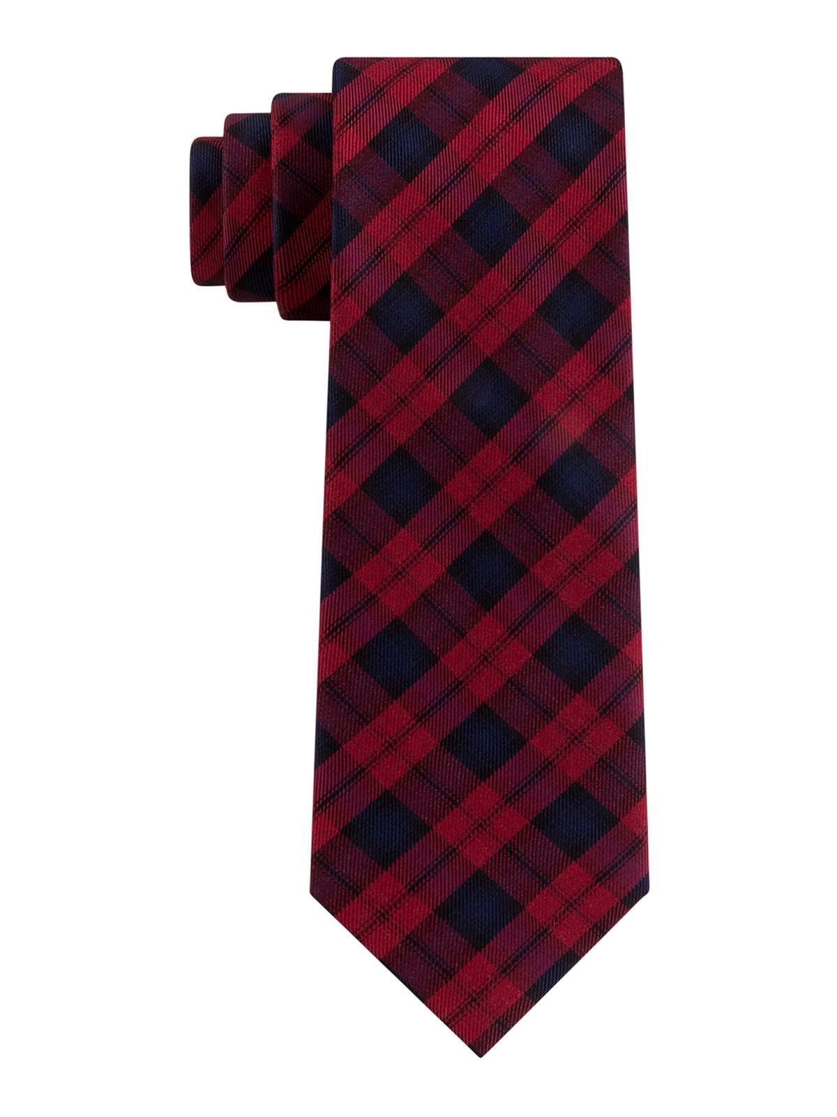 Tommy Hilfiger Men's Silk Plaid Neck Tie Red One Size