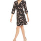 Bar III Women's  Floral-Print Wrap Dress Black Size S