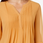 Charter Club Women's Petite Double Ruffle Solid Pintuck Top  Yellow Size Petite M