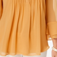 Charter Club Women's Petite Double Ruffle Solid Pintuck Top  Yellow Size Petite M