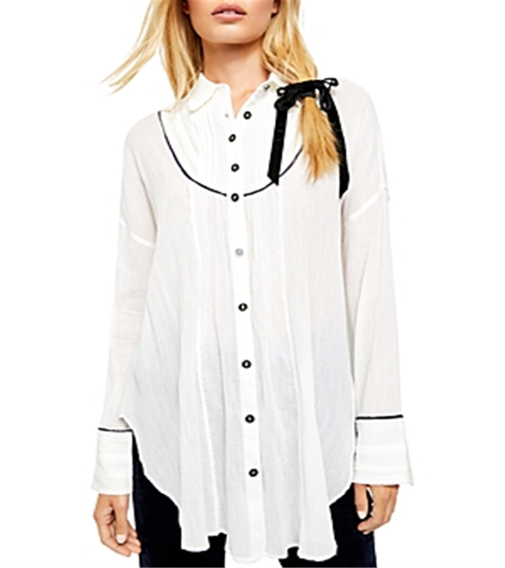 Free People Women's Amore Piped Tunic White Size Large