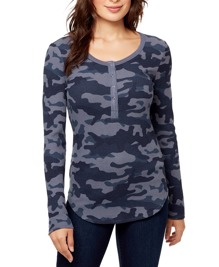 William Rast Women's Kairah Henley Top Blue Size S
