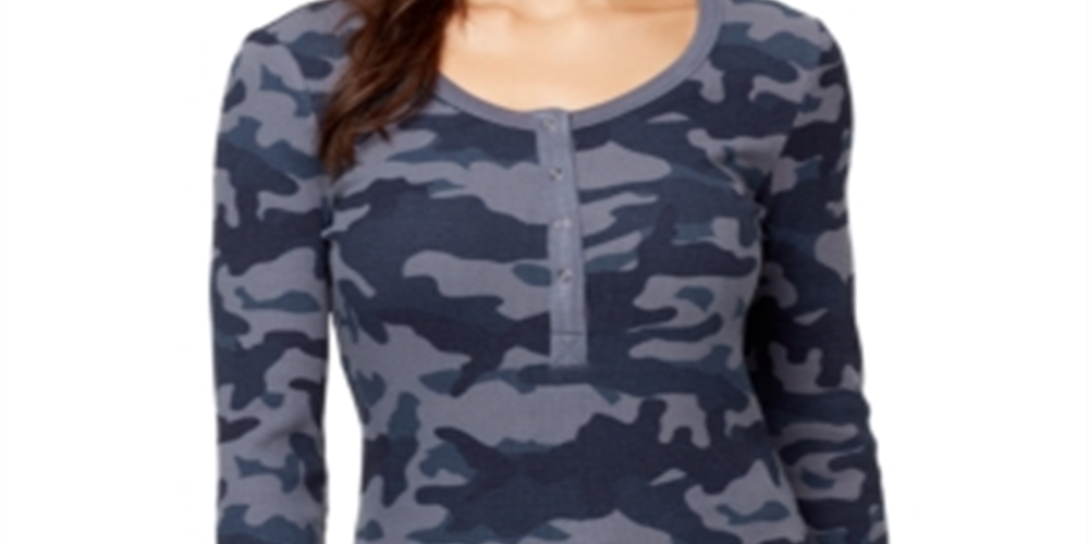 William Rast Women's Kairah Henley Top Blue Size S