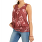 Style & Co Women's Floral Print Mesh Tank Top Wine Size Small