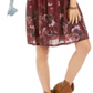 Style & Co Women's Floral Print Smocked Dress Wine Size XL