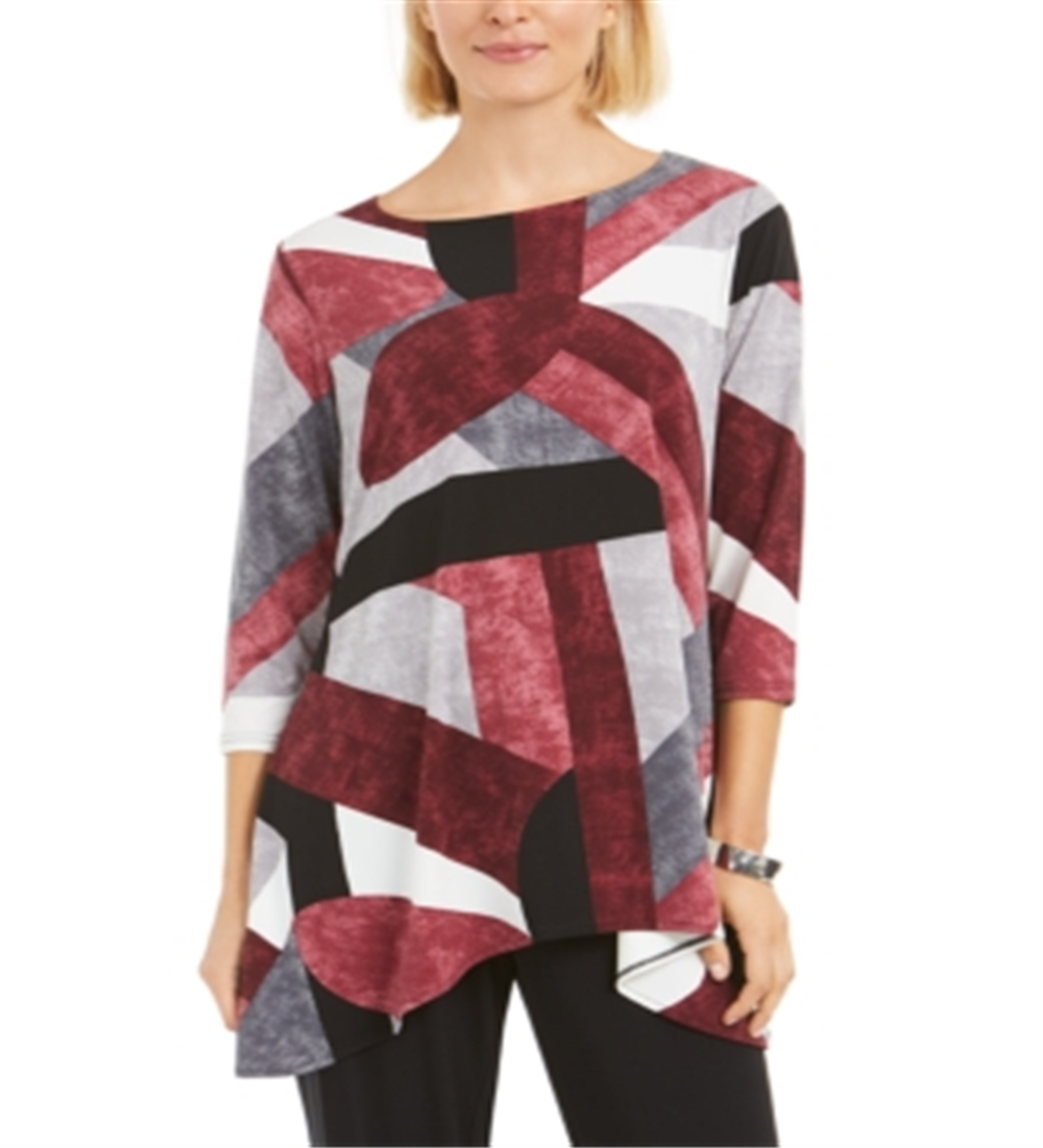 Alfani Women's Printed Swing Top Green Size PP