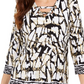 JM Collection Women's Laced Grommet Neck Tunic Top White Multi Size Large