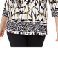 JM Collection Women's Laced Grommet Neck Tunic Top White Multi Size Large