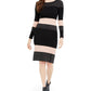 Taylor Women's Striped MIDI Sweater Dress Black Size X-Large