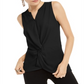 आईएनसी इंटरनेशनल कॉन्सेप्ट्स वुमेन्स स्लीवलेस ट्विस्ट फ्रंट टॉप ब्लैक साइज एक्सएस