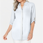 JM Collection Women's Caviar Trim Button up Top Blue Size Medium