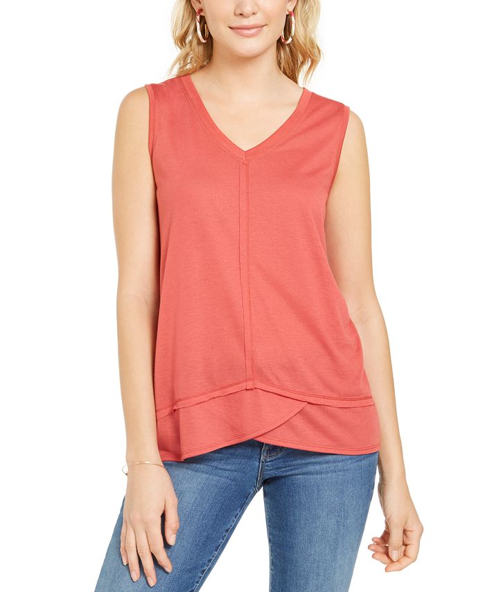 Style & Co Women's High Low Tank Top Red Size X-Small
