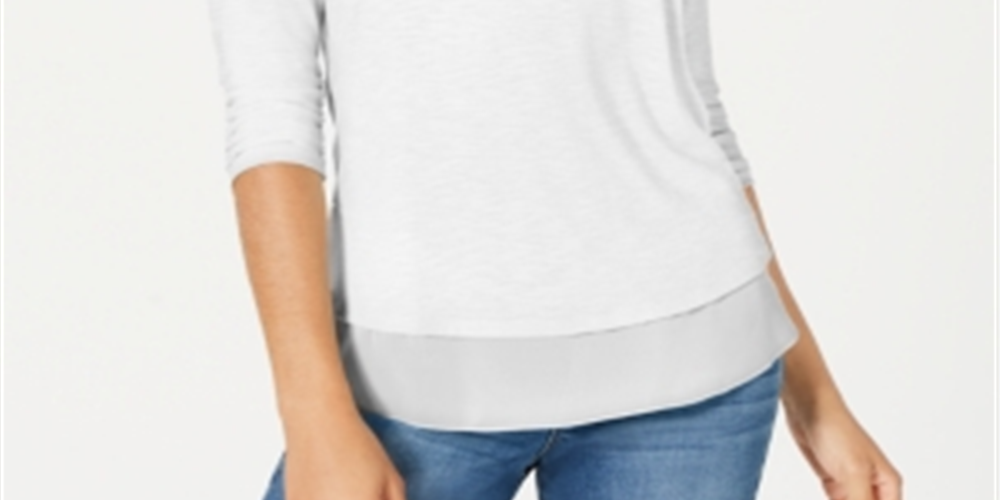 Style & Co Women's Chiffon Hem Top White Size X-Small
