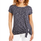 JM Collection Women's Tie Hem T-Shirt Blue Size Medium