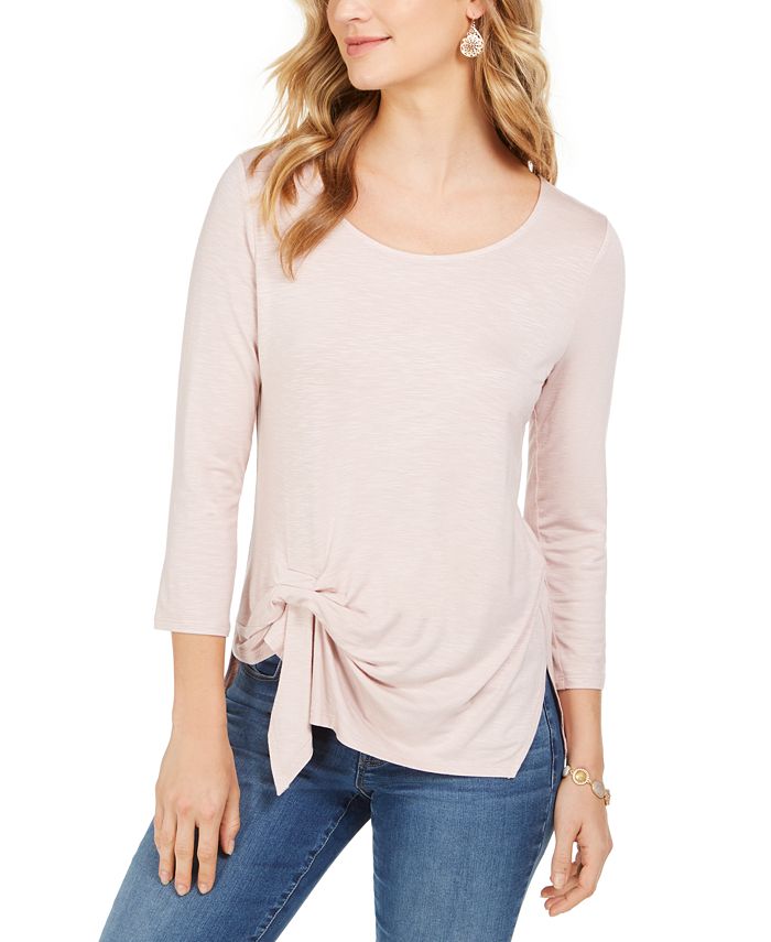 Style & Co Women's Tie Front Top Pink Size X-Large