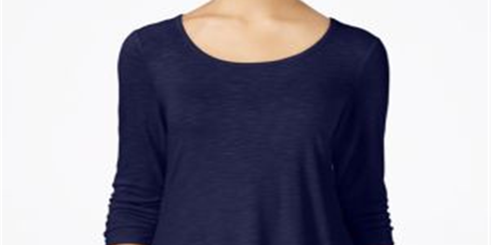 Style & Co Women's Chiffon Hem Top Blue Size Medium