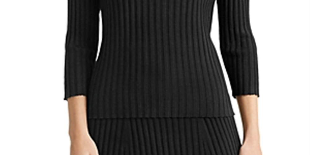 Ralph Lauren Women's Color Block Ribbed Sweater Black Size XX-Large