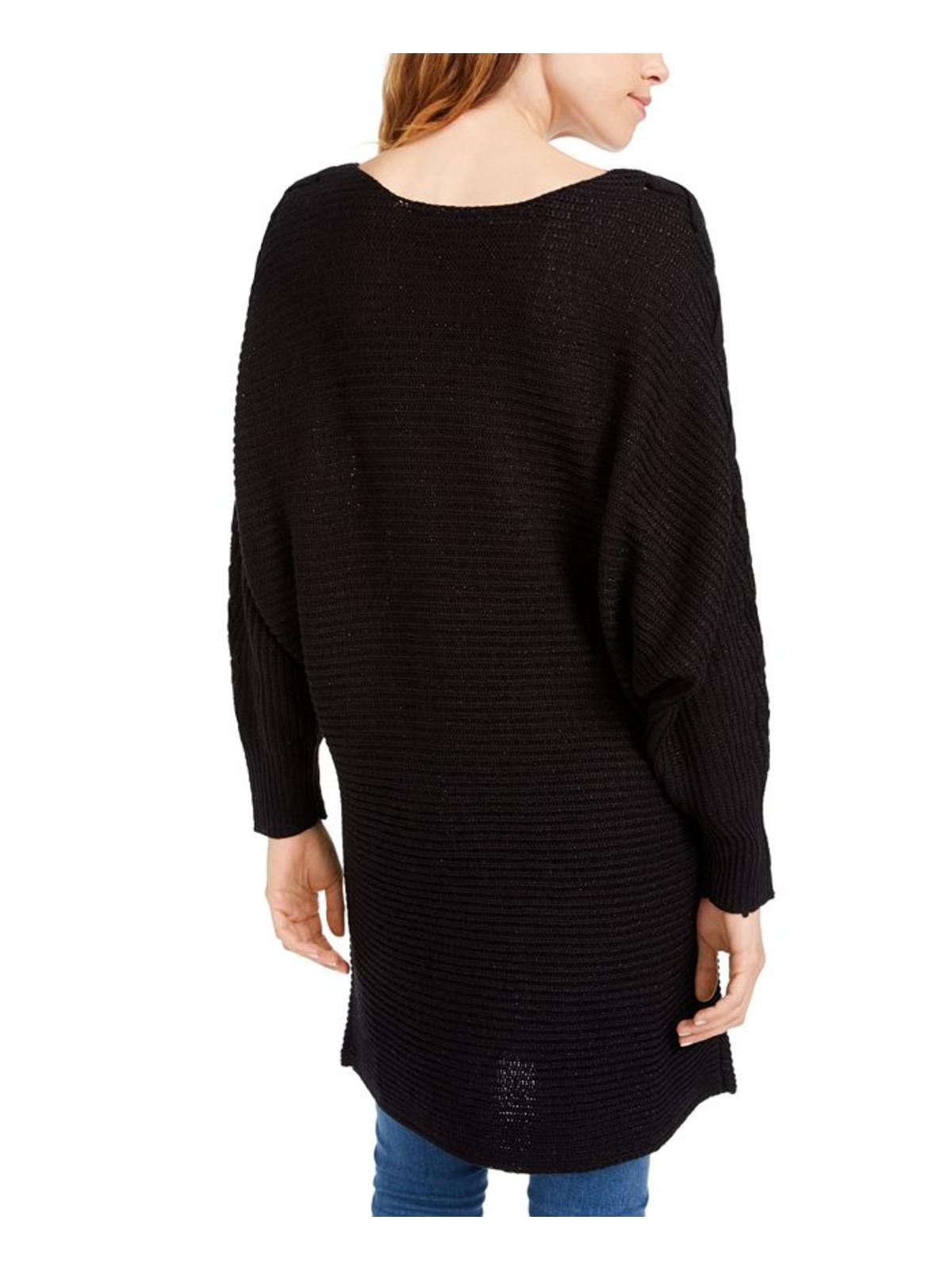 American Rag Juniors' Lace-up Tunic Sweater   Black Size Large