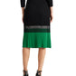 Ralph Lauren Women's Ribbed Color Block Below the Knee Wear to Work a Line Skirt Black Size XX-Large