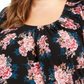 Style & Co Women's Plus Print Pleated Neck Top Black Size 0X