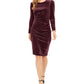 Calvin Klein Women's Long Sleeve Jewel Neck Knee Length Sheath Evening Dress Purple Size 6