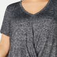 Calvin Klein Women's Plus Draped V Neck T-Shirt Gray Size 1X