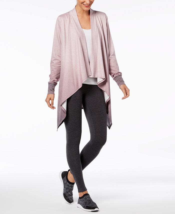 Ideology Women's Open Cardigan Hi-Lo Active Wear Top Pink  Size Large