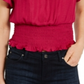INC Women's Smocked Flutter Sleeves Top Pink Size S