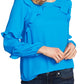 CeCe Women's Ruffled Long Sleeve Top Blue Size X-Large