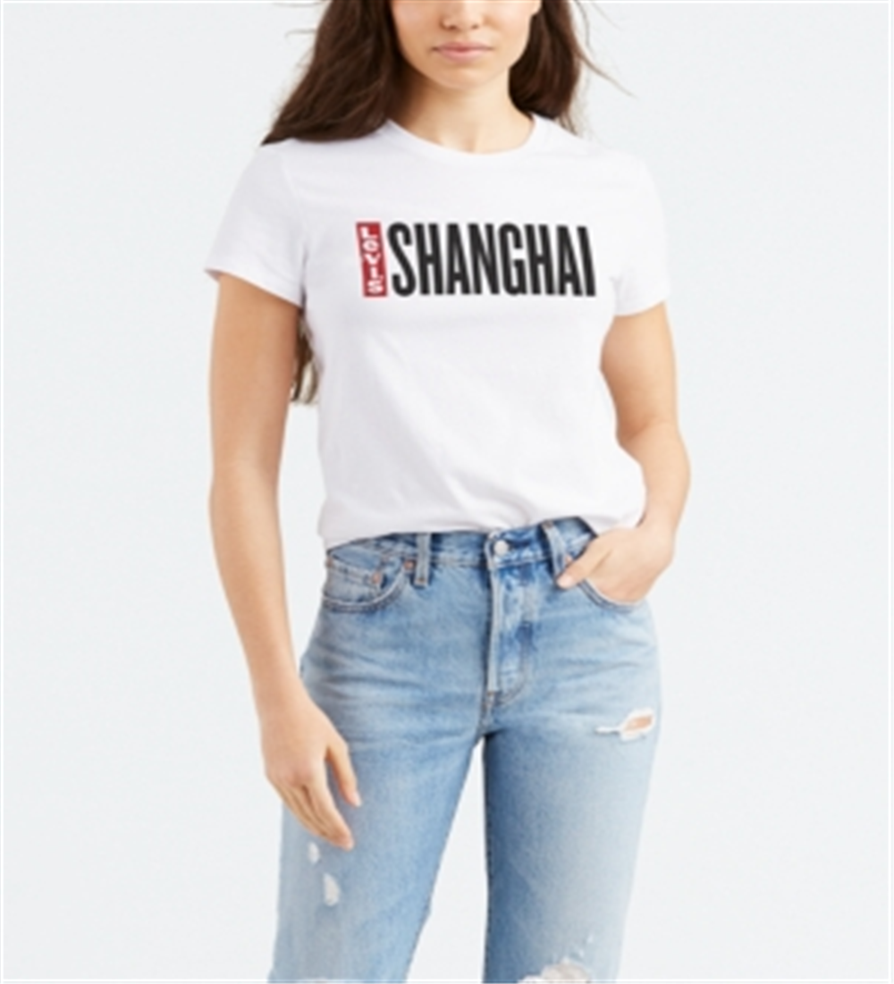 Levi's Women's Batwing Logo Cotton Cities T-Shirt White Size X-Large