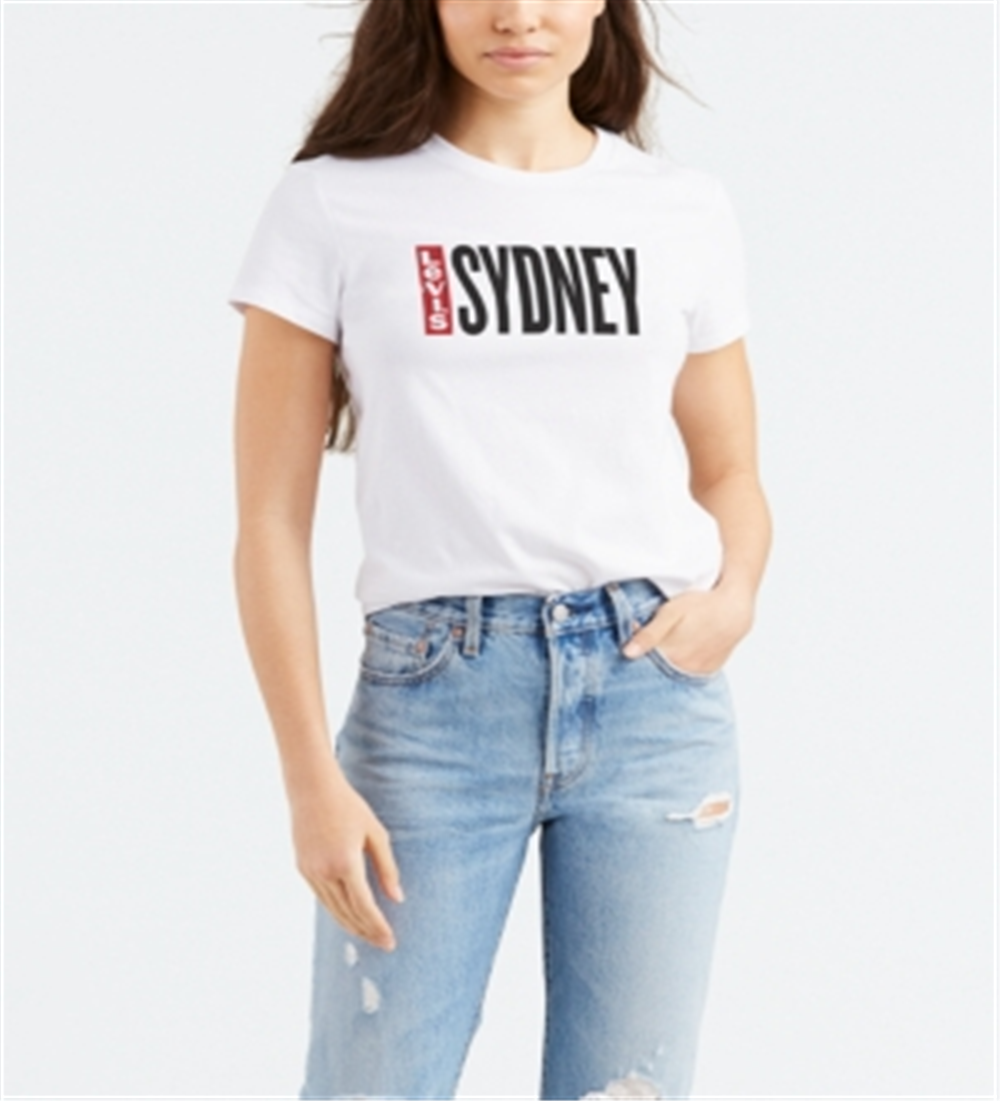 Levi's Women's Batwing Logo Cotton Cities T-Shirt White Size X-Large