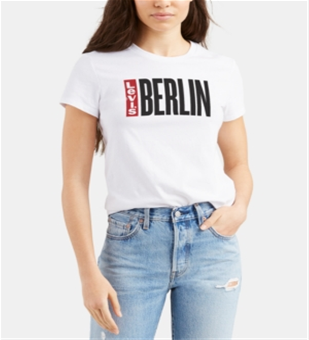 Levi's Women's Batwing Logo Cotton Cities T-Shirt White Size Medium