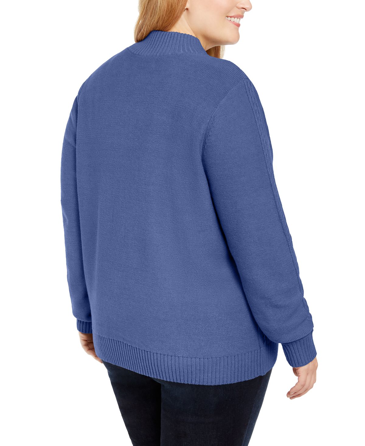 Karen Scott Women's Plus Cable Knit Cardigan Sweater Brown Size -1X