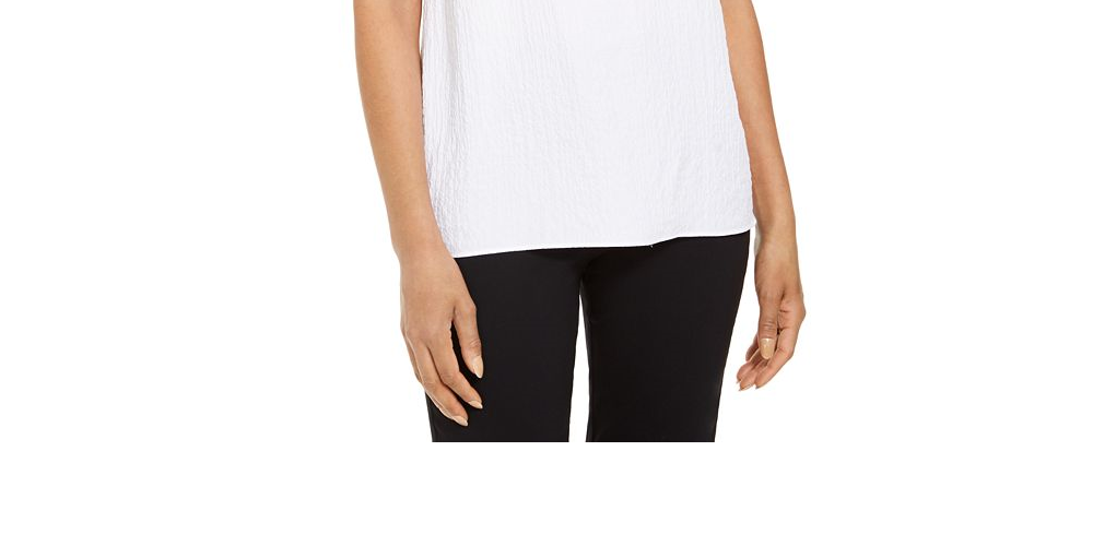 JM Collection Women's Crinkle Texture Cold Shoulder Blouse White Size S