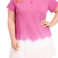 Ideology Women's Blurred Tie Dyed T-Shirt Dress Purple Size 3X