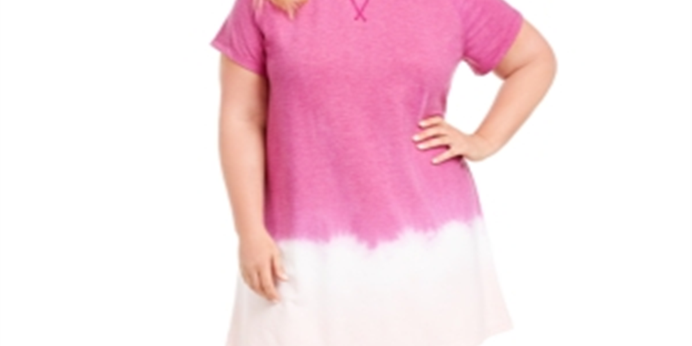 Ideology Women's Blurred Tie Dyed T-Shirt Dress Purple Size 3X