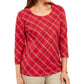 Karen Scott Women's Petite Plaid Top Red Size Petite XL