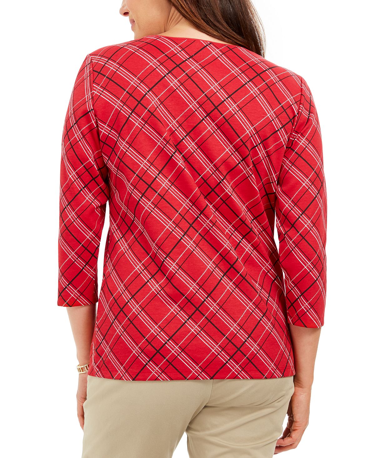 Karen Scott Women's Petite Plaid Top Red Size Petite XL