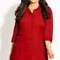 City Chic Women's Plus Button Front Tunic Shirt Red Size 22W