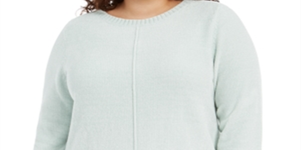 Style & Co. Women's Plus Chenille Pullover Sweater Green Size 2X