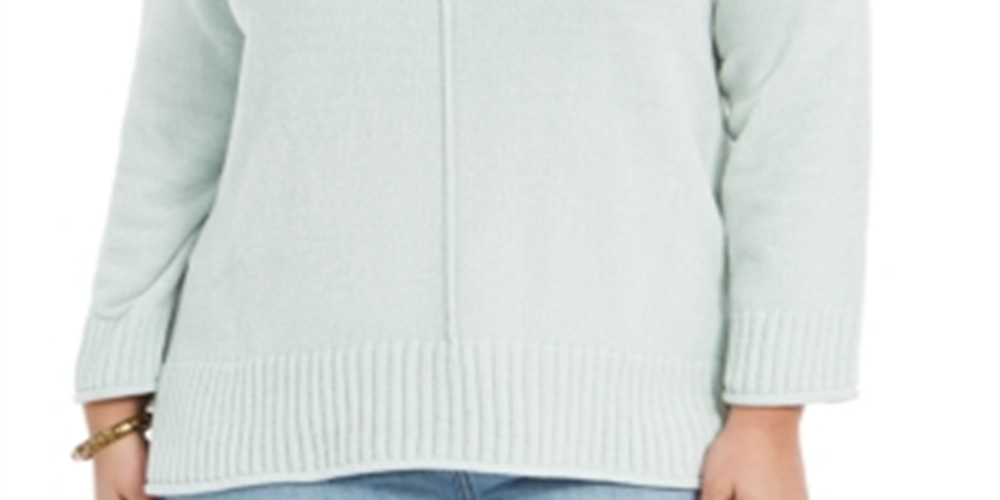 Style & Co. Women's Plus Chenille Pullover Sweater Green Size 2X