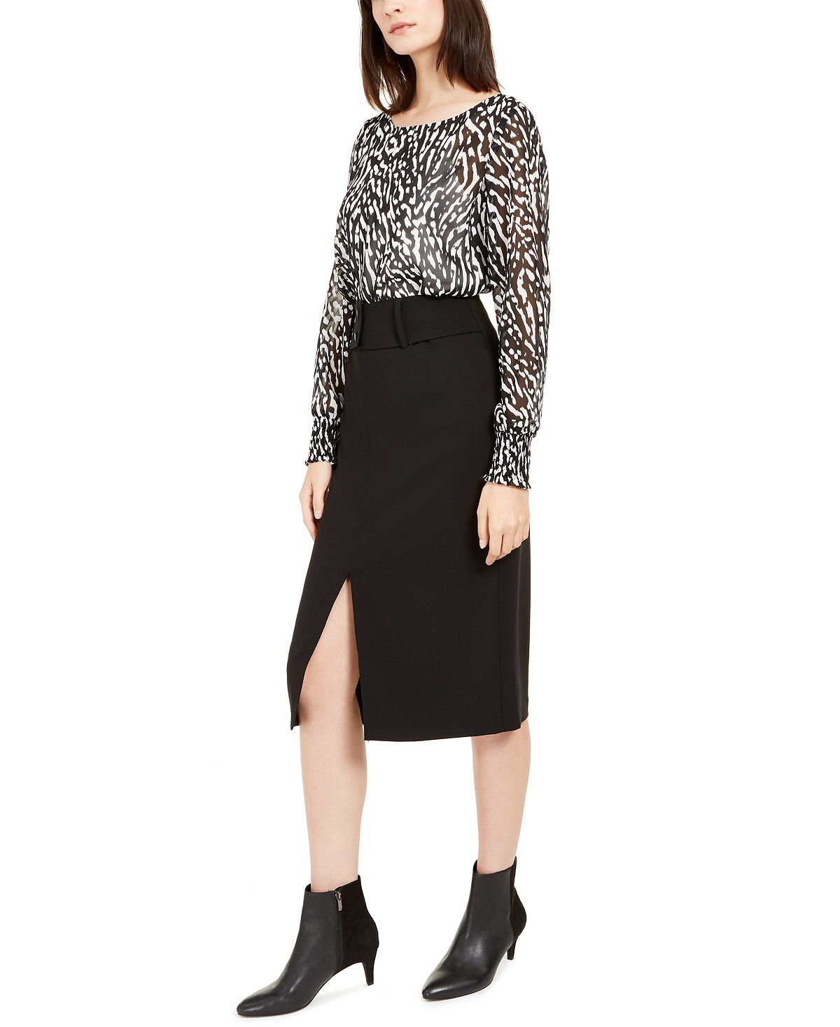 Alfani Women's Zebra Print Long Sleeve Jewel Neck Top  Black  Size XX-Large